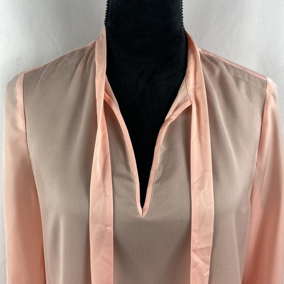 J. Crew Blush Pink Long Sleeve Tie Neck Blouse - Picture 4 of 9